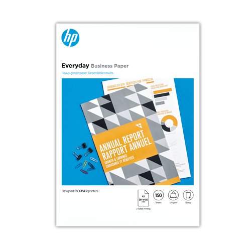 This HP Everyday A3 paper has a glossy finish for a professional impact. Designed for use in laser printers, this heavyweight paper can be used to print high quality photos, marketing materials and brochures from your own office. The glossy finish helps the ink to dry quickly so you can start enjoying them straight away.