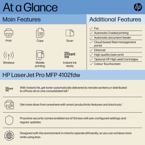 HP LaserJet Pro 4102fdw Multifunctional Printer 2Z623F