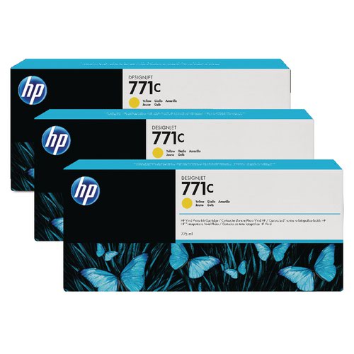HP 771C Yellow Designjet Ink Cartridge (Pack of 3) B6Y34A