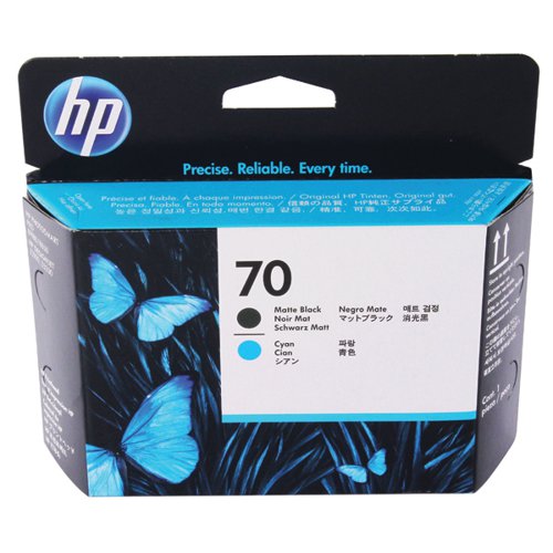 HP 70 Matte Black/Cyan Printhead (Pack of 2) C9404A