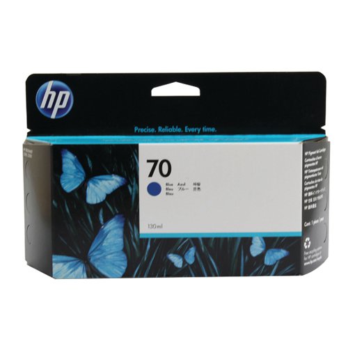 HP 70 Blue Inkjet Cartridge (Standard Yield 130ml 1650 Page Capacity) C9458A
