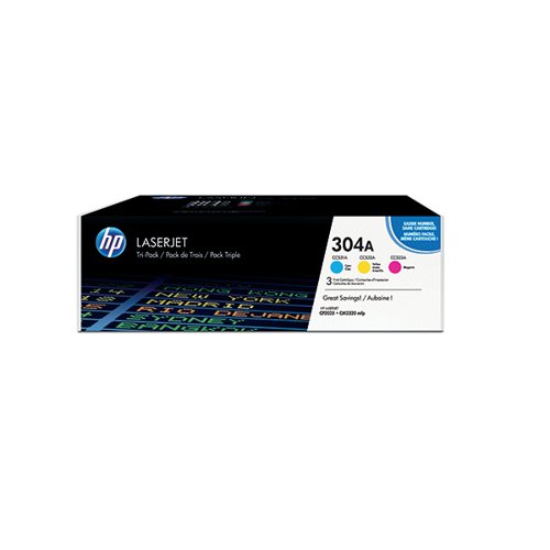 HP 304A Cyan/Magenta/Yellow Laserjet Toner Cartridges (Pack of 3) CF372AM