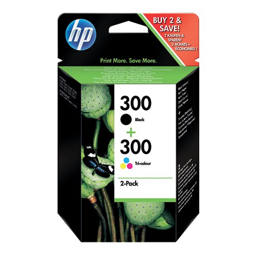 HP 300 Inkjet Cartridges 2-Pack Black and Tri-Colour CMY CN637EE - HPCN637EE