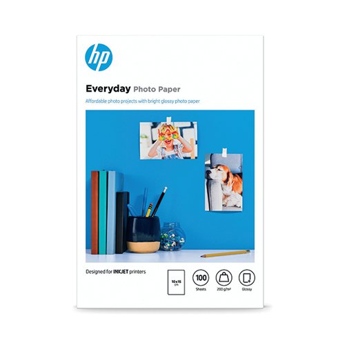 HP White 10x15cm Everyday Glossy Photo Paper (Pack of 100) CR757A HPCR757A Buy online at Office 5Star or contact us Tel 01594 810081 for assistance