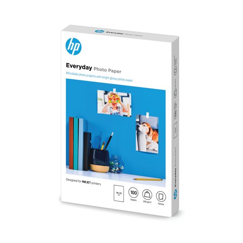 HPCR757A | Designed for economical usage, HP White Everyday Glossy Photo Paper is great for quick and easy printing of photos. You don't need to worry about wasting expensive photo paper - just print out home photos whenever you want. Designed to allow ink to dry instantly, this paper is smudge and water resistant for quality that lasts straight from the printer.