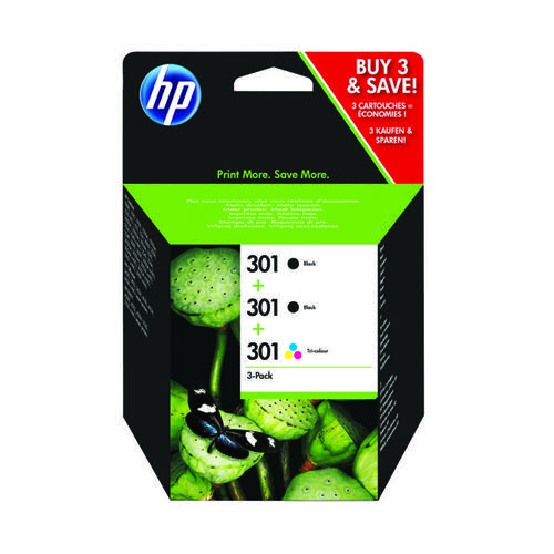 HP 301 Black and Tri-Colour 3 Pack Ink Cartridges E5Y87EE
