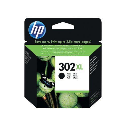 HP 302XL Black Ink Cartridge (High Yield 480 Page Capacity) F6U68AE
