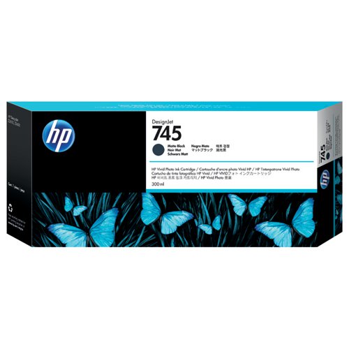 HP 745 DesignJet Matte Black Ink Cartridge (Capacity: 300ml) F9K05A