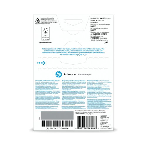 HP Advanced Glossy Photo Paper 250gsm 10x15cm Borderless (Pack of 100) Q8692A - HP - HPQ8692A - McArdle Computer and Office Supplies