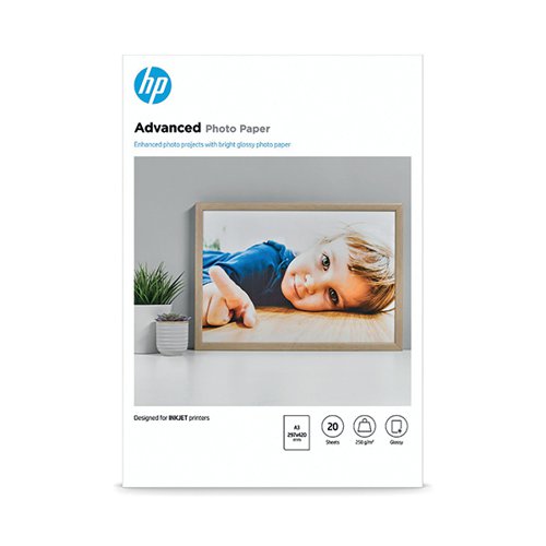 HP White A3 Advanced Glossy Photo Paper (Pack of 20) Q8697A HPQ8697A Buy online at Office 5Star or contact us Tel 01594 810081 for assistance