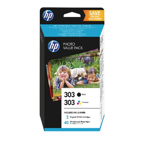 HP 303 Photo Value Pack Black Tricolour 40 Sheets 10 x 15 Z4B62EE