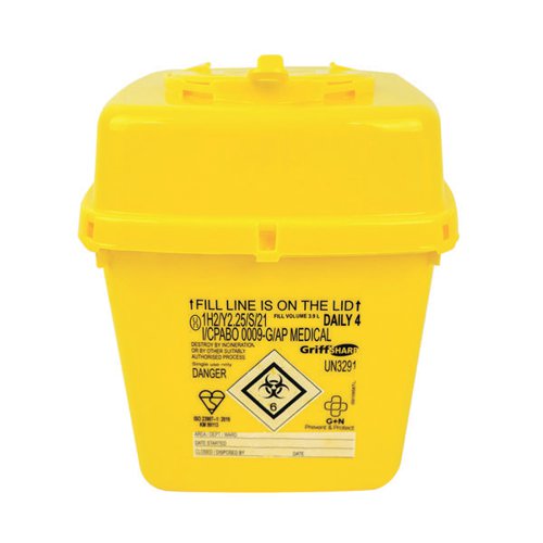 Reliance Medical Sharps Container High Visibility Yellow 4 Litre 4602