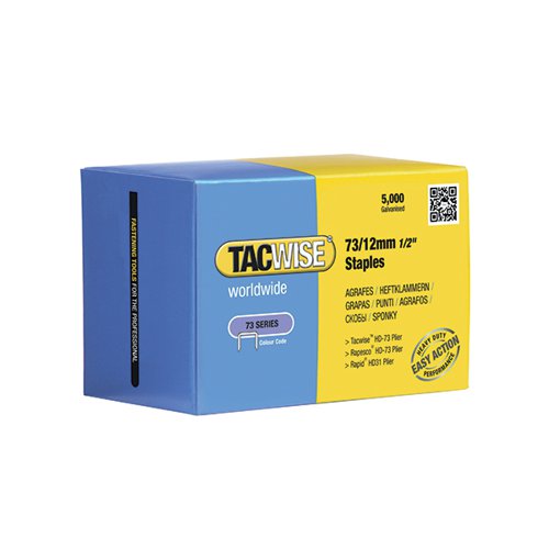 Tacwise 73/12mm Staples Galvanised Chisel Point (Pack of 5000)