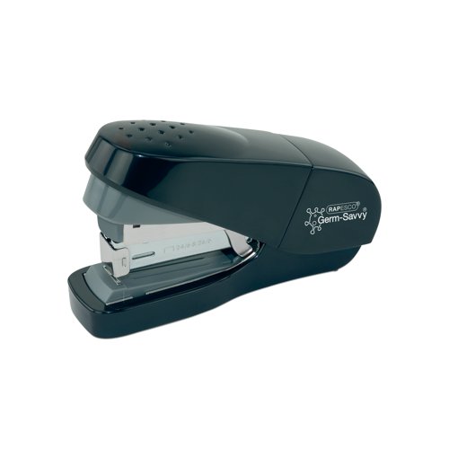 This new compact Germ-Savvy flat clinch stapler is packed with features, stapling up to 30 sheets, 50% more than a traditional standard 6mm stapler and with little effort too. The flat clinch system makes neater and flatter paper stacks that require less filing space as the special stapling mechanism bends the staple legs completely flat after stapling on the reverse side of the paper, while a standard stapler curves the legs. With internal metal parts for durability and performance and a recycled plastic body, the stapling head also features our special Germ-Savvy antibacterial agent, which kills 99% of bacteria. The stapler also comes ready to use with two boxes of staples and has a 15-year guarantee.