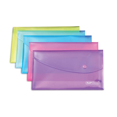 Rapesco Popper Wallet A5 Assorted (Pack of 5) 0689