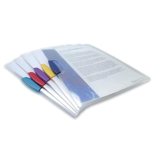 HT40339 Rapesco Pivot Clip Files A4 Assorted (Pack of 5) 0786