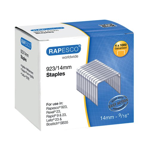 Rapesco 923/14mm Staples (Pack of 4000) S92314Z3 HT92314 Buy online at Office 5Star or contact us Tel 01594 810081 for assistance