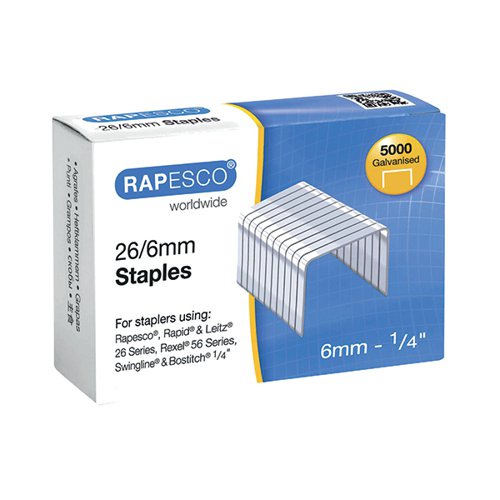 Rapesco 923/17mm Staples Hard Wire Galvanised Staples Code: 1240 Box 1,000