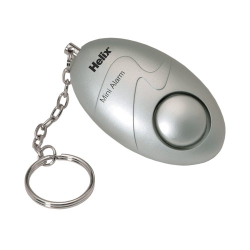 This compact, powerful Helix Mini Personal Alarm features a 100dB alarm and is designed to deter attackers, or call for assistance and alert helpers to your location. The alarm features a standard key chain and ring to attach to your keys for easy access and transportation.