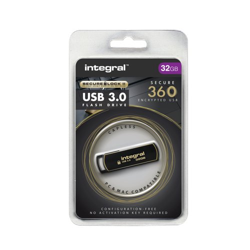 Integral Secure 360 Encrypted USB 3.0 32GB Flash Drive INFD32GB360SEC3.0