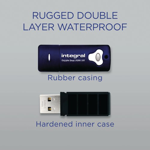 The Integral Crypto Dual FIPS 197 Encrypted USB 3.0 Flash Drive offers SuperSpeed data transfer with the data security of military grade 256-bit hardware encryption. As well as the environmental resistance of a triple-layer case design, ensuring your sensitive data is completely safe and can be taken with you wherever you go. The dual password system makes the Crypto Dual ideal for businesses and organisations with IT departments that may need to override user privileges. Compatible with Windows XP / Vista / 7 / 8.1 / 10, Mac OS X and all popular desktop and laptop brands.