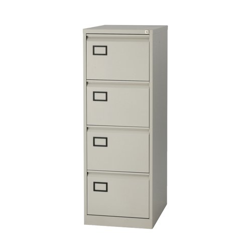 KF20044 Jemini 4 Drawer Filing Cabinet Lockable 470x622x1321mm Light Grey KF20044