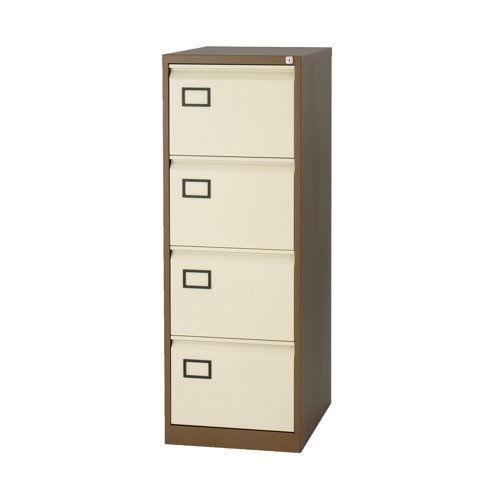 KF03002 Jemini 4 Drawer Filing Cabinet Lockable 470x622x1321mm Coffee/Cream KF03002