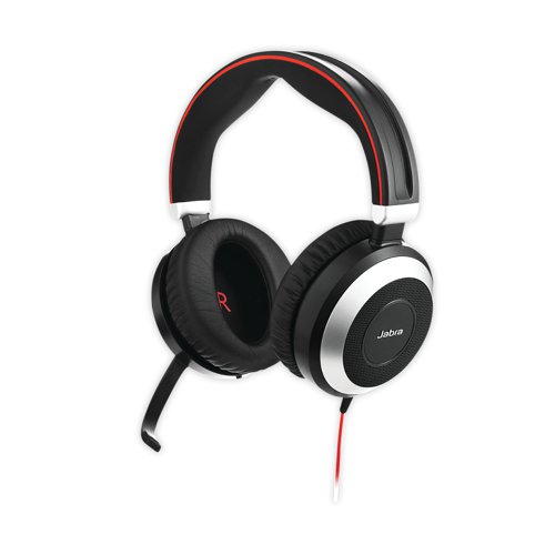 JAB01709 | Optimised for Microsoft Teams, this Jabra Evolve 80 corded headset is designed to help you concentrate in open plan offices and busy environments. With both active and passive noise cancellation, you can shut out background noise and focus on your work. The 3.5 mm jack lets you connect the headset to a PC, smartphone or tablet and the busylight lets others know when you are on the phone.