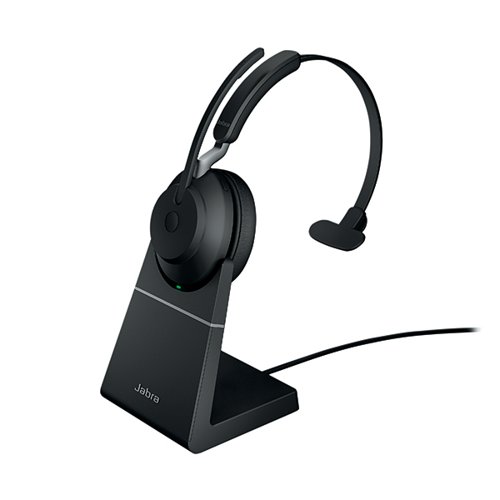 JAB23060 | Optimised for unified communication, this Jabra Evolve2 65 headset features world class speakers for crystal clear calls. Perfect for use in busy offices, the isolating foam oval ear cushions and angled earcup design combine to effectively block out noise. To prevent disturbances, the headset features an integrated busylight to alert others when you are on a call. The dual Bluetooth feature allows you to connect to 2 devices at once within a 30m range. This headset has an industry leading 37 hour battery life and comes with a desktop charging/storage stand.
