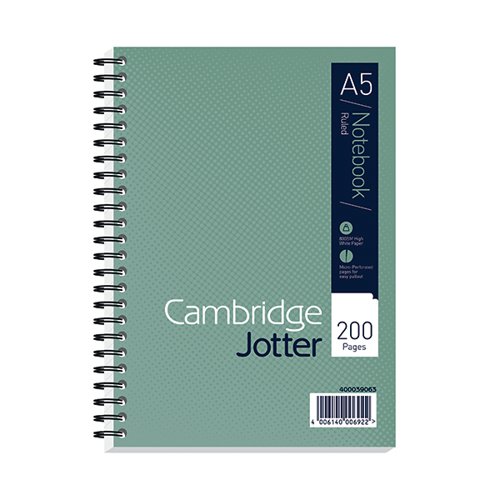 Cambridge Ruled Margin Wirebound Jotter Notebook 200 Pages A5 3 Pack 400039063