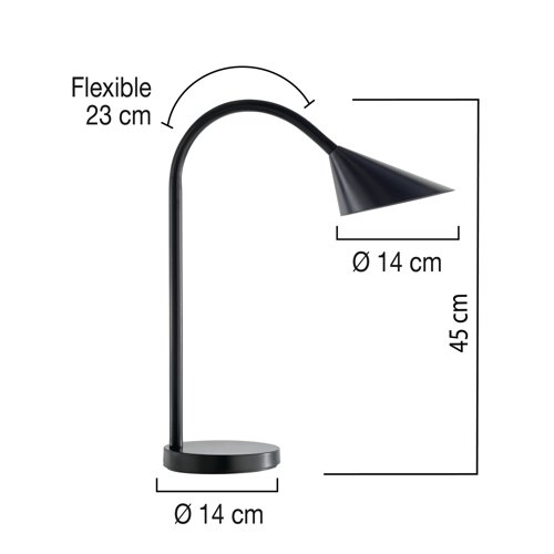 Unilux Sol Flexible LED Desk Lamp 4 Watt Black 400086979 - JD01372