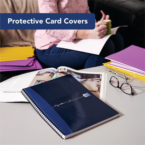 Oxford My Notes Card Cover Wirebound Notebook 100 Pages A4 Blue (5 Pack) 400020193