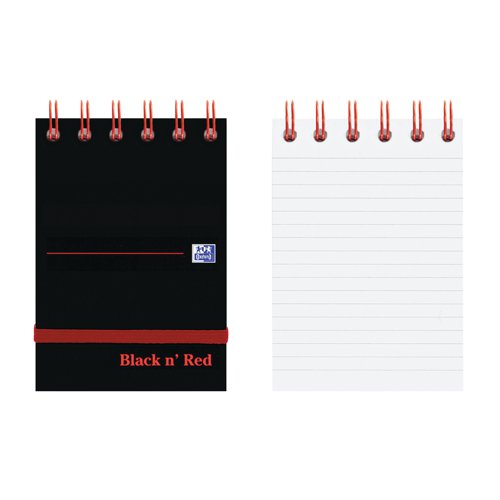 Black n' Red Wirebound Ruled Elasticated Notepad 140 Pages A7 (Pack of 5) 400050435 | JD02290 | Hamelin