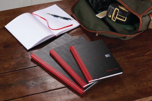 JD06053 Black n' Red Casebound Hardback Ruled Notebook 192 Pages B5 (Pack of 5) 400082917