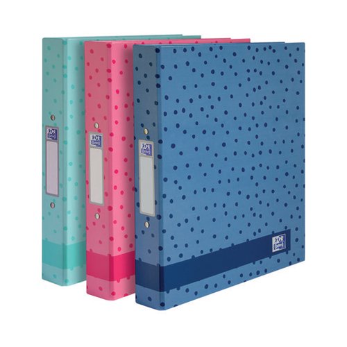 Oxford 40mm Ring Binder A4 Spots Teal/Pink/Navy (Pack of 3) 400158116