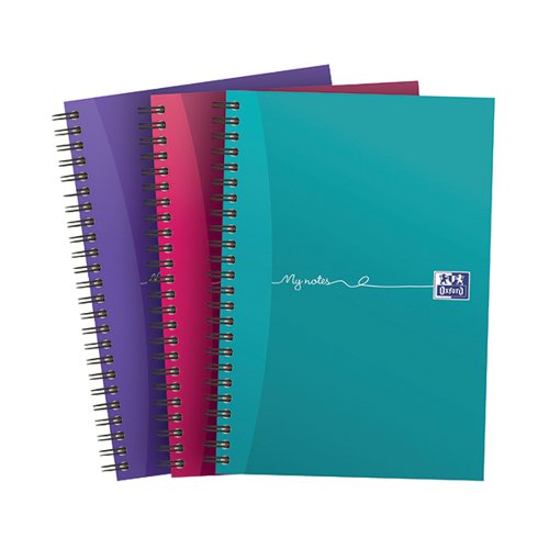 Oxford My Notes Wirebound Notebook 200 Pages A5 Assorted (Pack of 3) 400159503