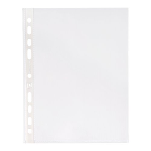 These A5 polypropylene pockets are designed to help protect documents. Made from 60micron, the glass clear pockets feature a multipunched spine. Supplied in a pack of 100 pockets.