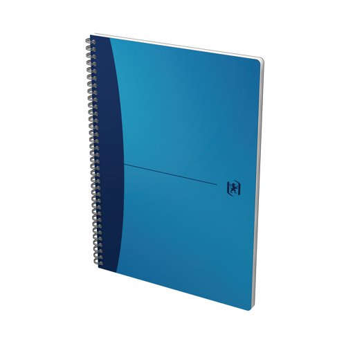 This Oxford Office A4 notebook contains 180 pages of quality 90gsm Optik paper, which is ruled with a margin for neat note-taking. The professional notebook also features a repositionable bookmark, which doubles as a ruler and twin wire binding, which allows the book to lie flat for easy note taking. The notebook has metallic effect, wipe clean polypropylene covers. This assorted pack contains 5 x A4 notebooks in blue, green, grey, red and purple.