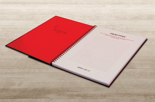Black n' Red Wirebound Hardback Notebook Ruled 140 Pages A4 (Pack of 5) Plus 2 FOC 400115985 JD44042
