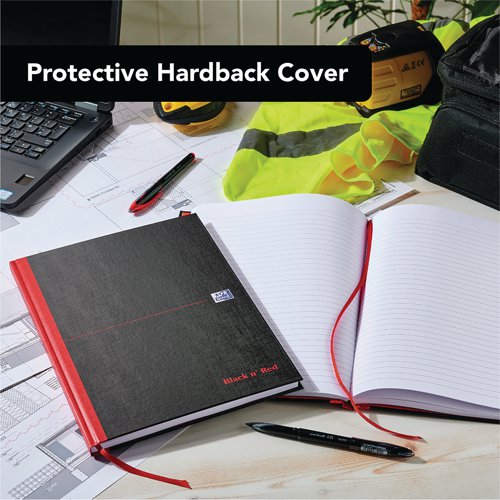 This premium Black n' Red A4 casebound notebook contains 192 pages of quality Optik paper. The paper is designed for minimum ink bleed through and is ruled for neat notes. The casebound notebook features durable hardback covers for long lasting use. The A4 notebook also comes with a ribbon page marker for quick and easy referencing.