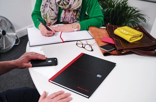 JD66401 Black n' Red Casebound Smart Ruled Hardback Notebook A4 100080428