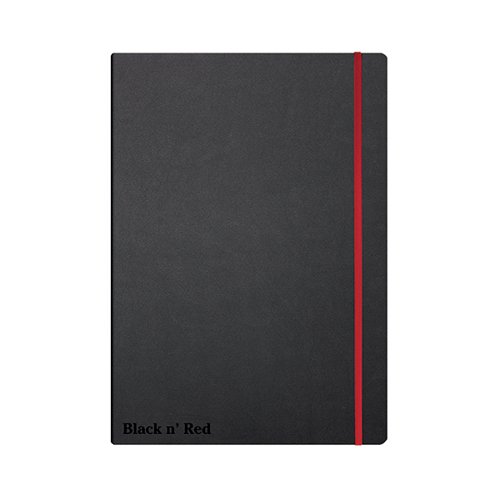Black n' Red Casebound Hardback Notebook Ruled A4 Black 400038675