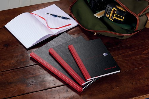 JDD66174 Black n' Red Casebound Ruled Hardback Notebook A4 (Pack of 5) 100080446
