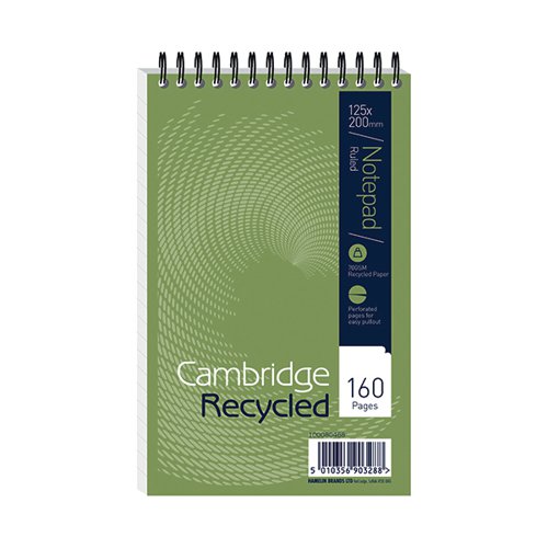 Cambridge Recycled Wirebound Reporter's Notepad 160 Pages 125 x 200mm (Pack of 10) 100080468