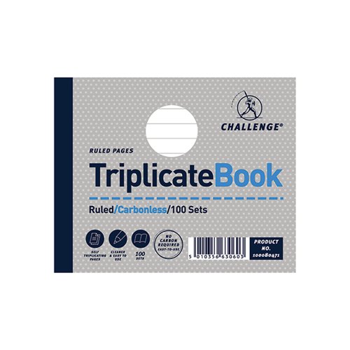 Challenge Ruled Carbonless Triplicate Book 100 Sets 105x130mm (Pack of 5) 100080471