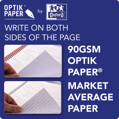 This professional Black n' Red A4 notebook contains 384 pages of quality Optik paper, which is designed for minimum ink bleed through and is ruled for neat notes. The casebound notebook features durable hardback covers and sewn pages for long lasting use. The notebook also features a ribbon page marker for easy referencing. This pack contains 1 A4 notebook.