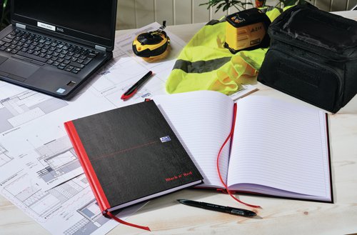JDF66069 Black n' Red Casebound Ruled Hardback Notebook A4 100080473