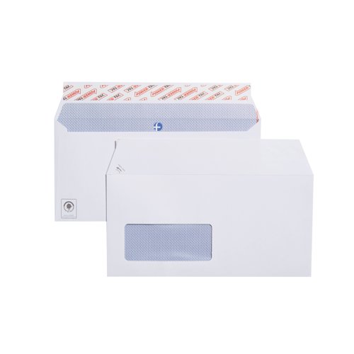 JDJ22370 Plus Fabric DL Envelopes Window Wallet Self Seal 120gsm White (Pack of 500) J22370