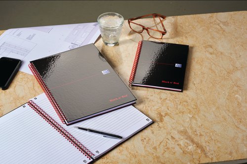 Black n' Red Wirebound Ruled Perforated Hardback Notebook A5 (Pack of 5) 100080220
