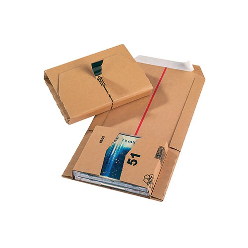 Sturdy board construction helps to shield items from bumps and scratches. Close them up easily and securely with the self-adhesive seal and your recipient can open them up just as quickly with the tear-open strip. These boxes are ideal for posting common retail items.